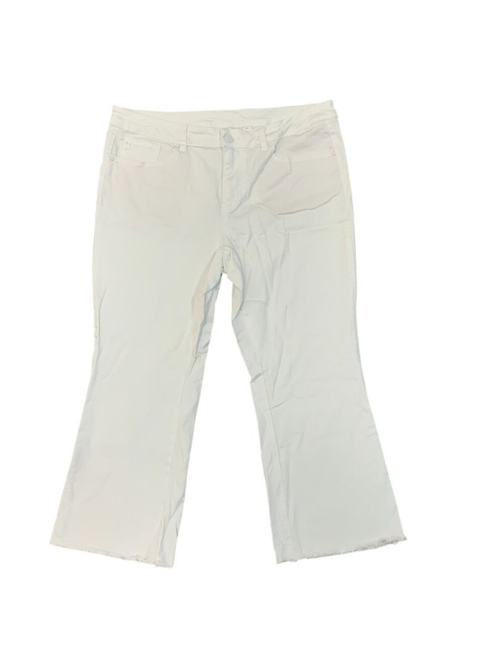 NWOT Belle By Kim Gravel Women's Size 14P White Crop Jeans Cotton Blend Frayed